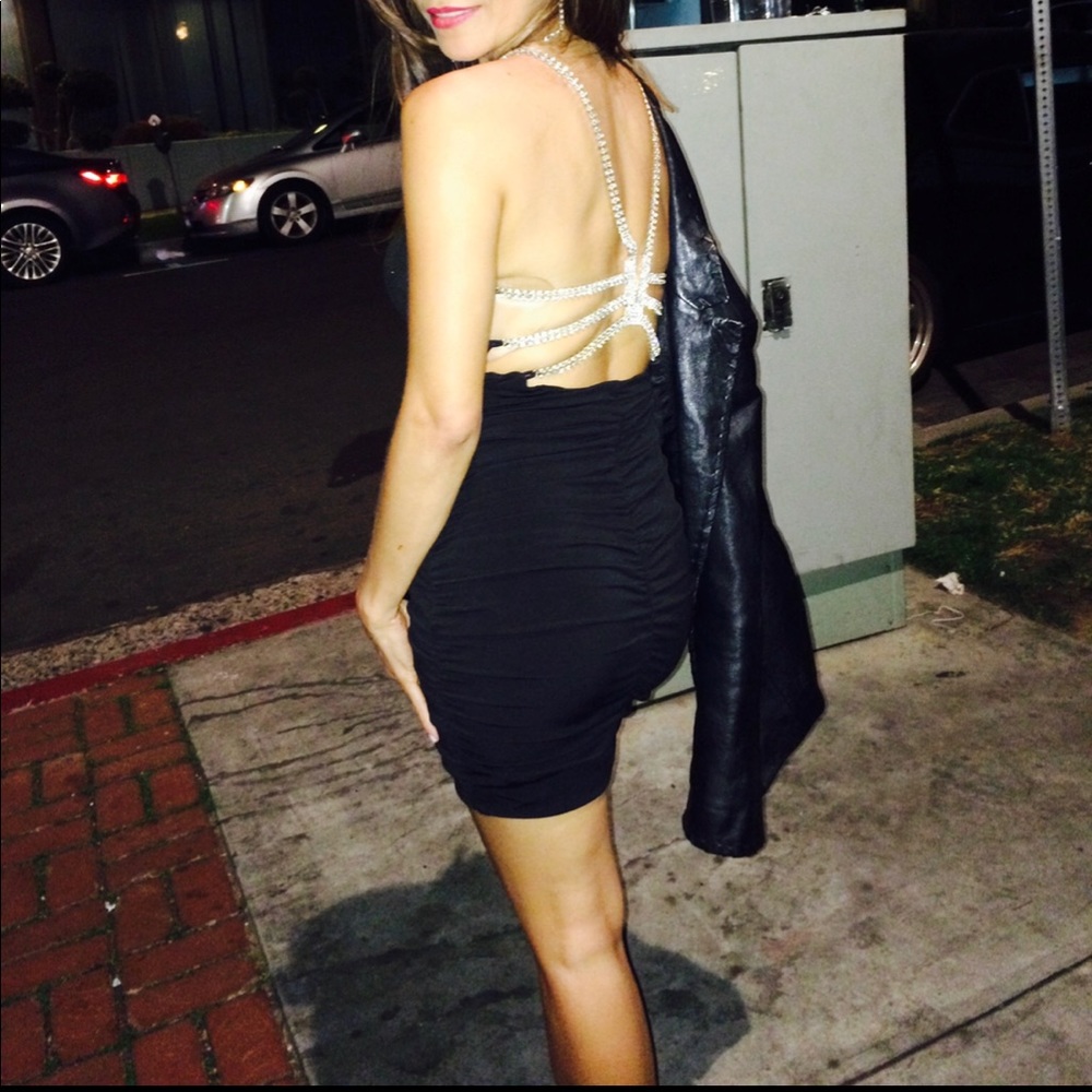 Cache Black Jeweled back dress sz XS